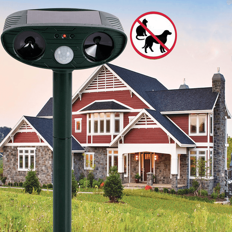 Outdoor Garden Solar Ultrasonic Repeller PIR Pest Animal Mouse Fox Cat Dog Repellent - MRSLM