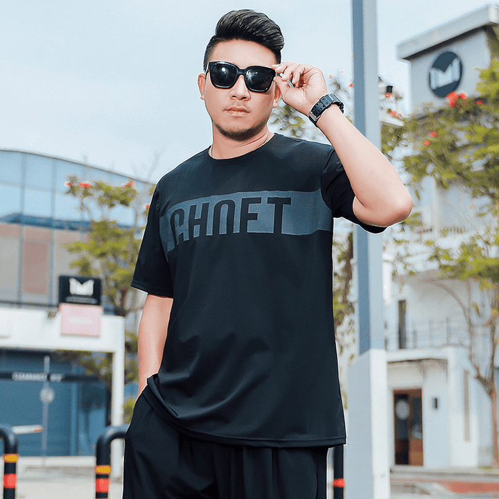 Silk Short-Sleeved Men'S Trend Loose and Cool T-Shirt - MRSLM