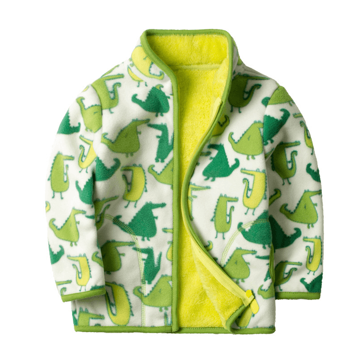 Printed plus Fleece Polar Fleece Jacket Cardigan - MRSLM