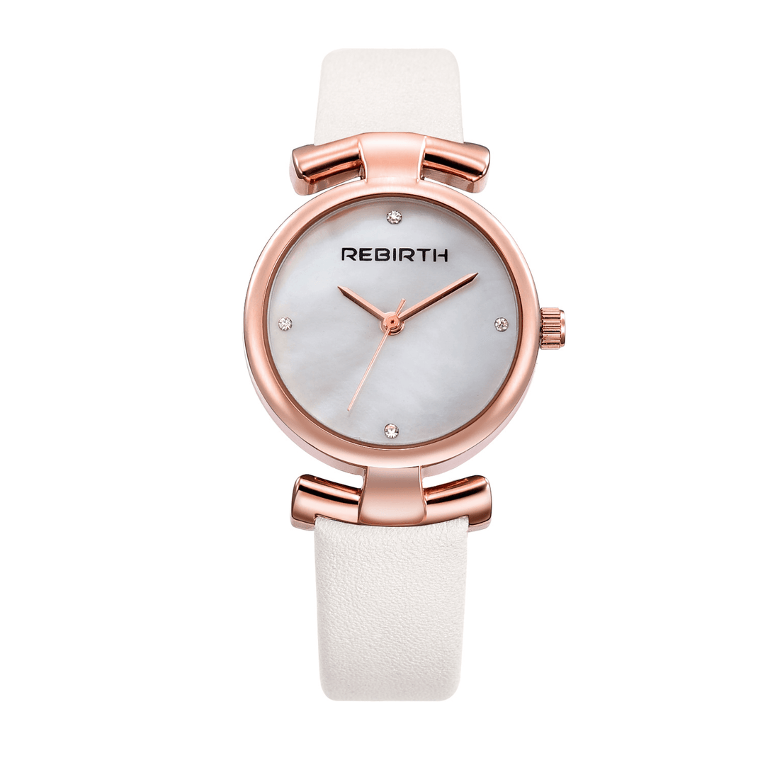 REBIRTH RE049 Simple Design Clock Women Wrist Watch Leather Strap Quartz Watches - MRSLM