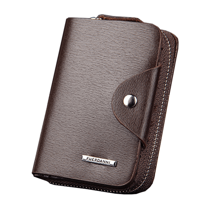 Men PU Leather Minimalist Zipper Wallet Multifunctional Multicard Card Holder - MRSLM