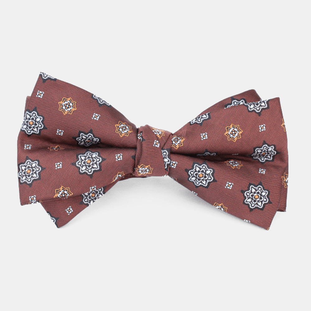 Men Dacron Cartoon Geometric Pattern Jacquard Double Layer Bowknot Formal Suit Bow Tie - MRSLM