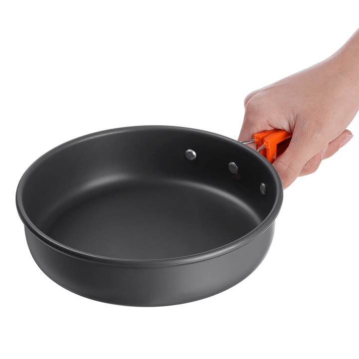 Outdoor Camping Hiking Cookware Tableware Picnic Cooking Pan Fry Pan Kettle Teapot Foldable Fork Spoon Kit Camping Picnic Tools - MRSLM