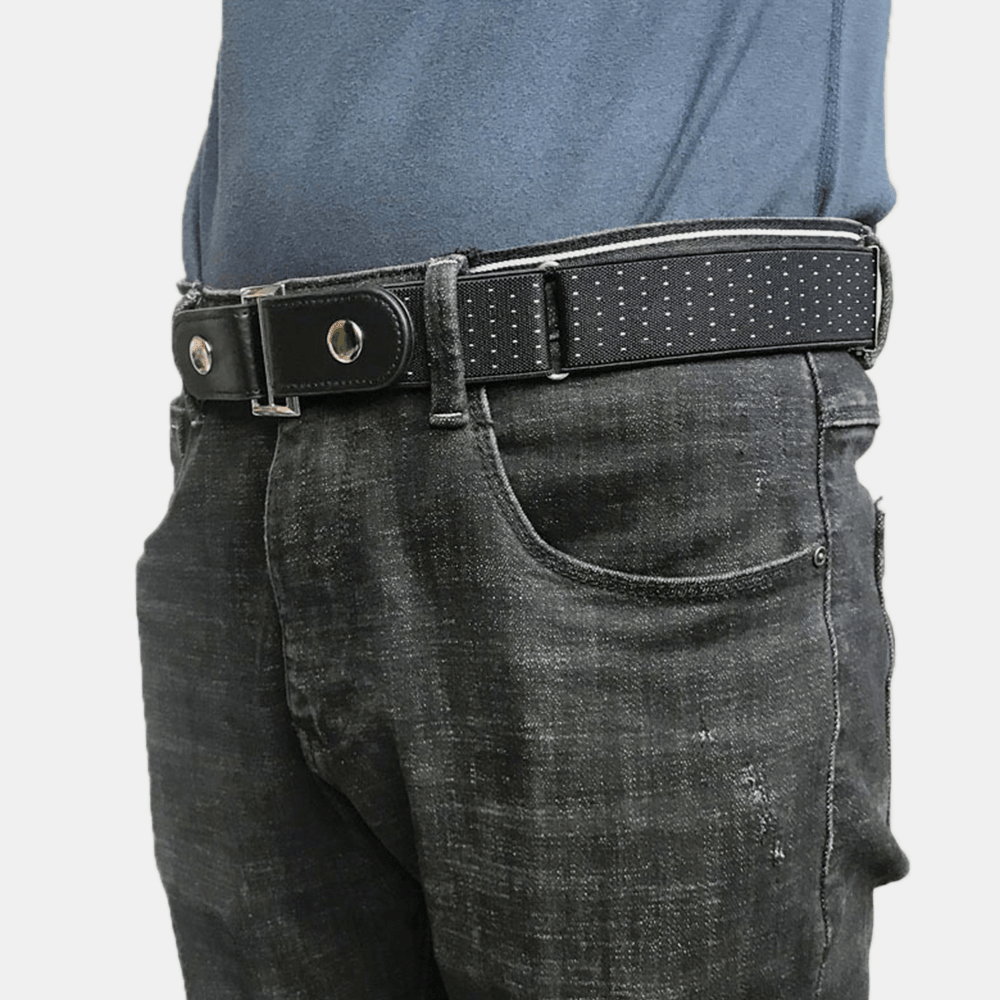 Men PU Leather Adjustable Slim Elastic Invisible Dual-Usage Wild Jeans Belt - MRSLM