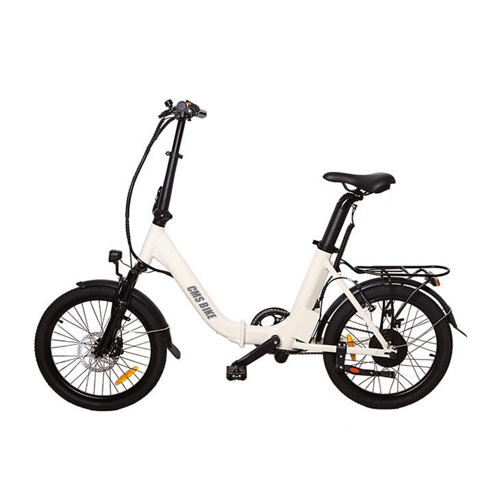 CMSBIKE CMSTD-20ZG 7.8Ah 250W White 20 Inches Folding Electric Bicycle 32Km/H 30-45Km Mileage Double Dics Brake LCD Displayer Electric Bike - MRSLM