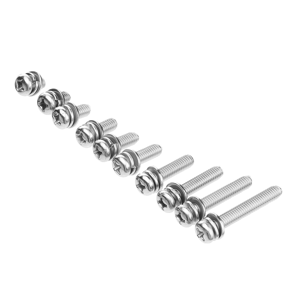 Suleve™ M6SP1 50Pcs M6 Stainless Steel 10-40Mm Phillips Pan Head Machine Screw Washer Bolt Asortment - MRSLM