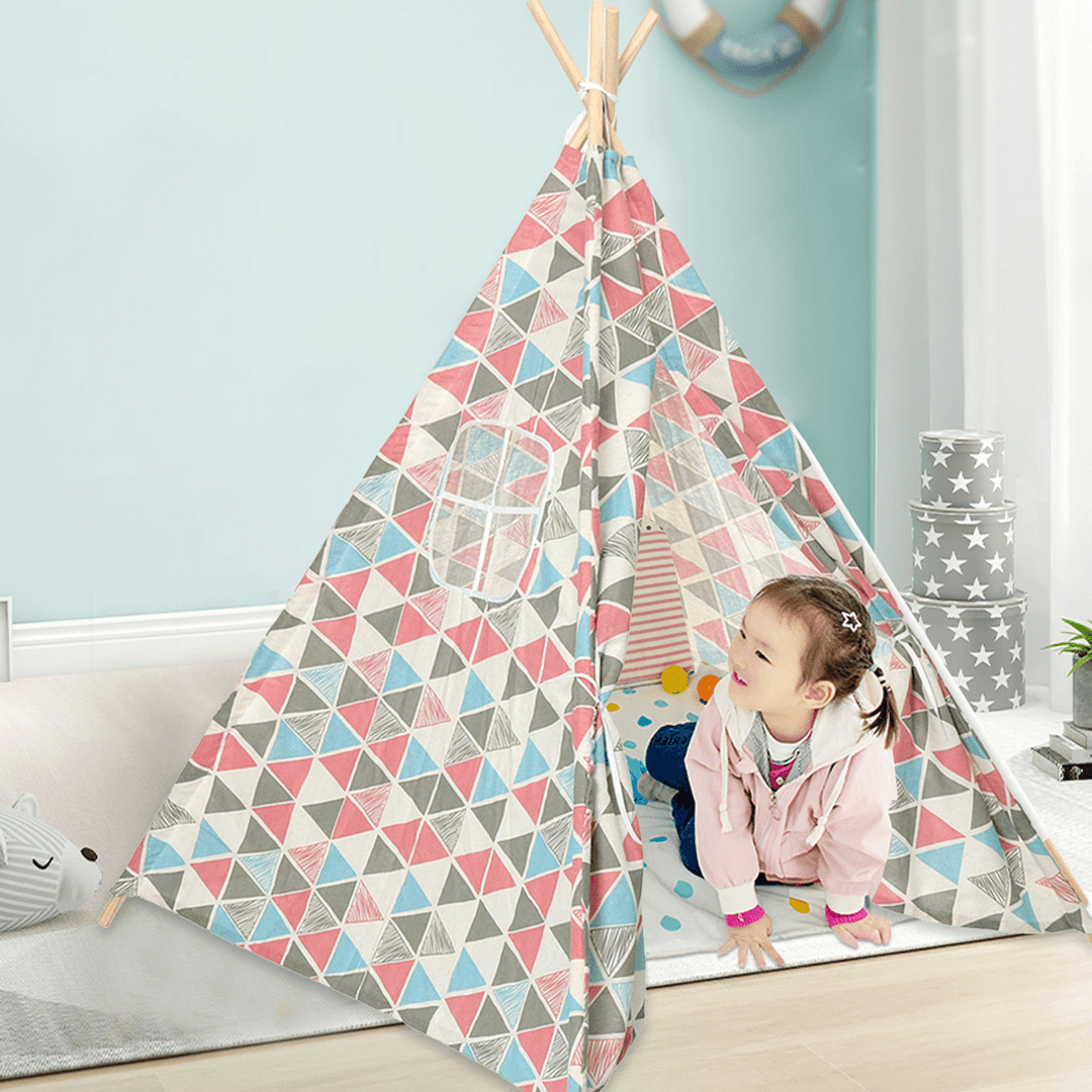 1.8M Kid Teepee Tent Folding Portable Childrens Playing House Game Tent Girls Boys Gift - MRSLM