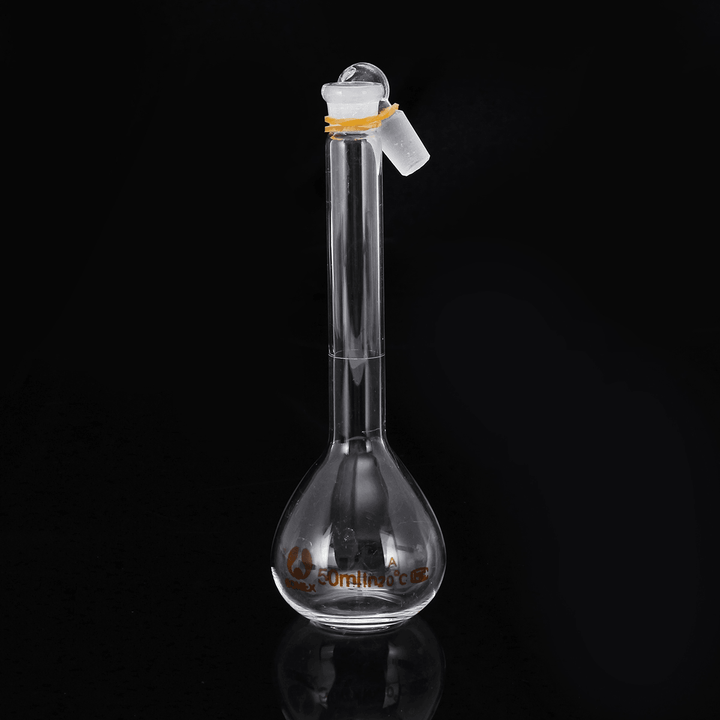 50Ml Clear Glass Volumetric Flask W/ Glass Stopper Lab Chemistry Glassware - MRSLM