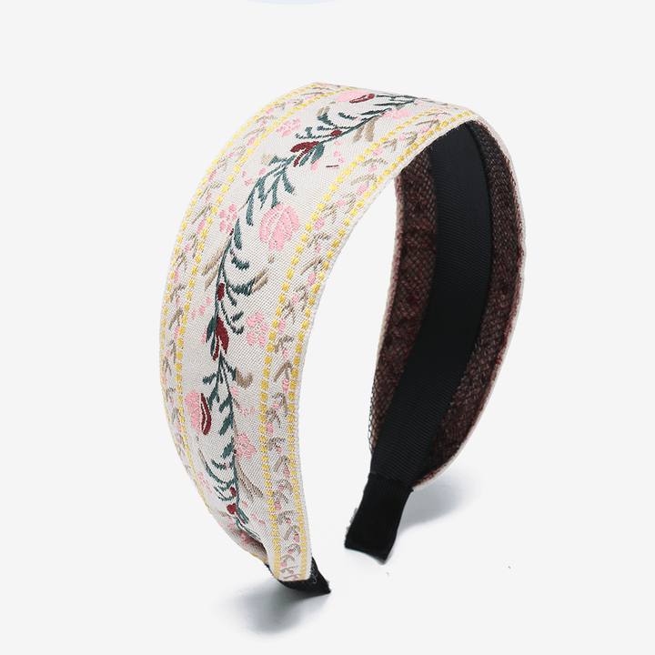 Ethnic Temperament Embroidery Flower Headband Peach Heart Fabric Embroidery Hair Band - MRSLM