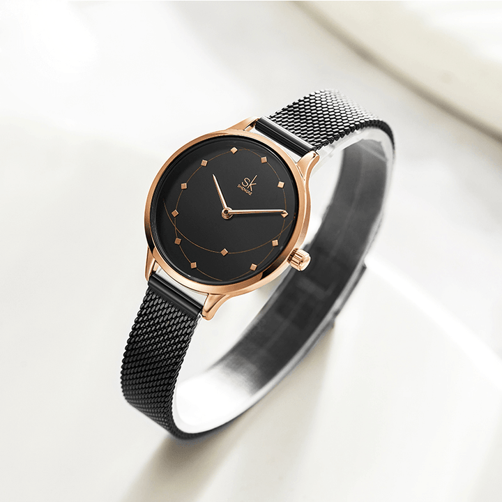 SHENGKE SK K0142 Women Metal Strap Luxury Style Waterproof Ladies Dress Women Quartz Watch - MRSLM