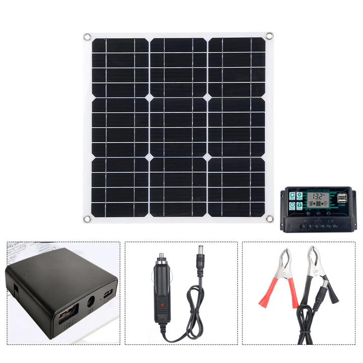 12V 50W PET Flexible Solar Panel Camping Solar Power Bank Battery Charge Systems Kit Complete 10/30/60/100A Controller 12V 24V - MRSLM