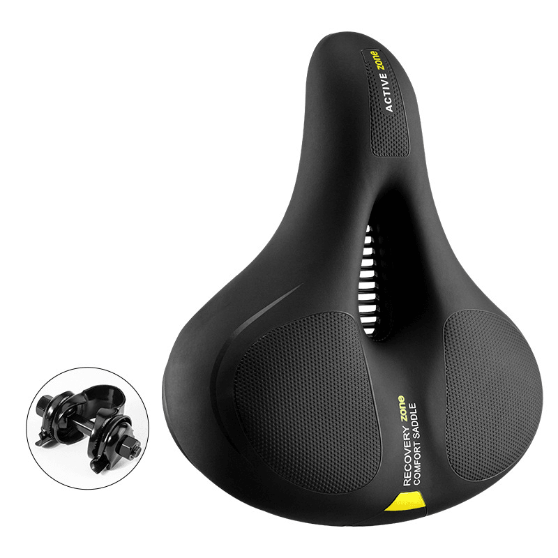 ROCKBROS Road Bike Saddle Rainproof PU Surface Soft Memory Foam Shockproof Bike Seat round Streamlined Reflective MTB Saddles - MRSLM