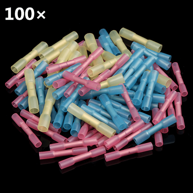 Excellway® HS01 100Pcs Heat Shrink Wire Crimp Terminals BUTT Waterproof Connector - MRSLM