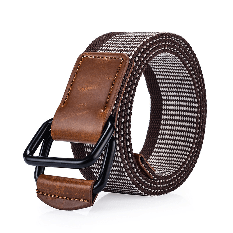 120CM Weaven Nylon Double Ring Leather Alloy Buckle Belt Military Tactical Durable Pants Strip - MRSLM