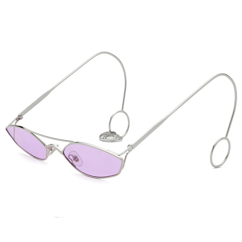 Pendant Punk Sunglasses Metal Earrings Hip Hop Men and Women Street Shooting Flat Lens - MRSLM