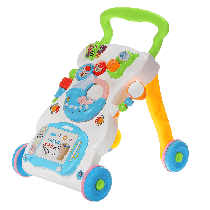 Baby Adjustable Speed Walker Multifuctional Toddler Kids Learning Walking Musical Piano Drawing Gift - MRSLM