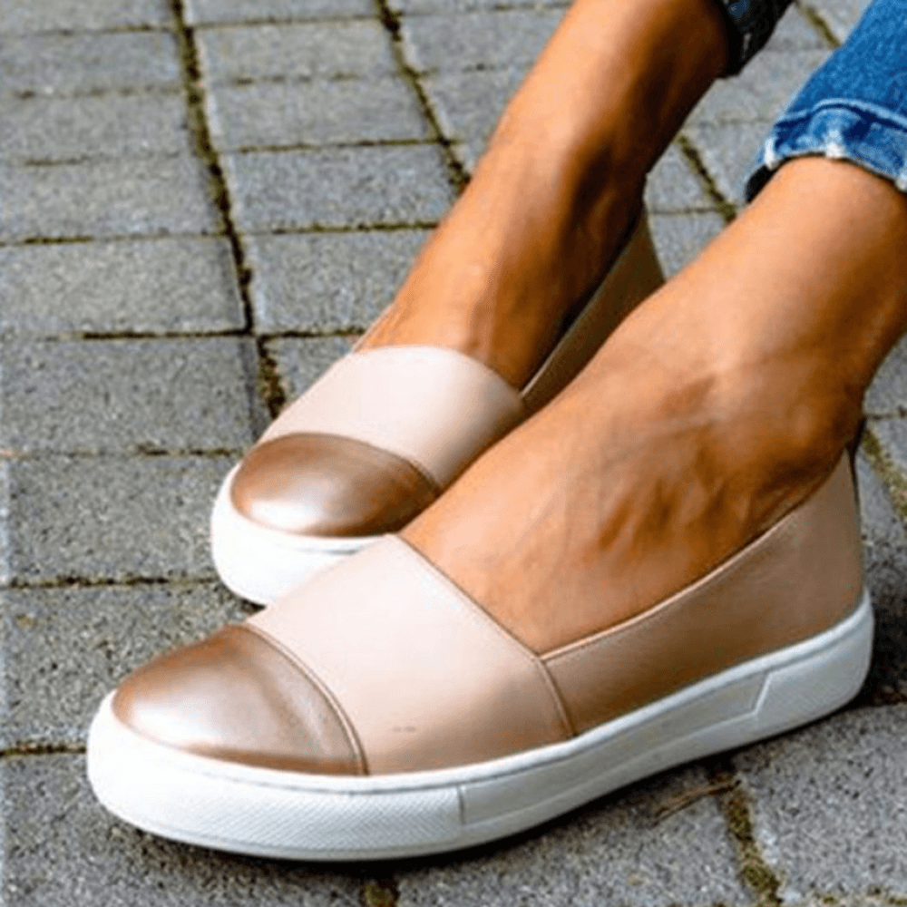 Women Casual Pure Color Stitching Flats - MRSLM