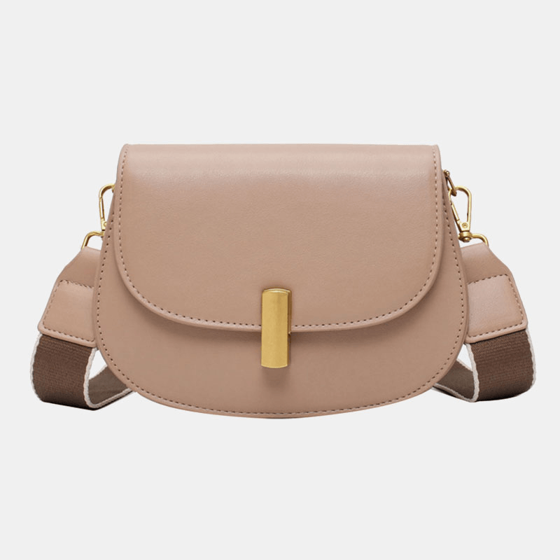 Women Solid Semi-Circle Saddle Bag Crossbody Bag Leisure Chest Bag - MRSLM