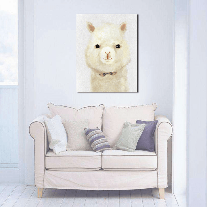 Miico Hand Painted Oil Paintings Cartoon Alpaca Paintings Wall Art for Home Decoration - MRSLM