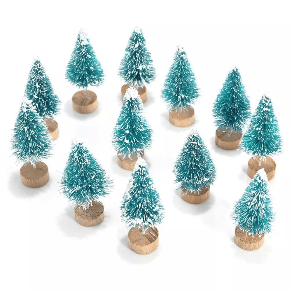 12 Pcs Mini Christmas Tree Sisal Silk Cedar Decor Small Christmas Tree Gold Silver Blue Green White Mini Christmas Tree - MRSLM