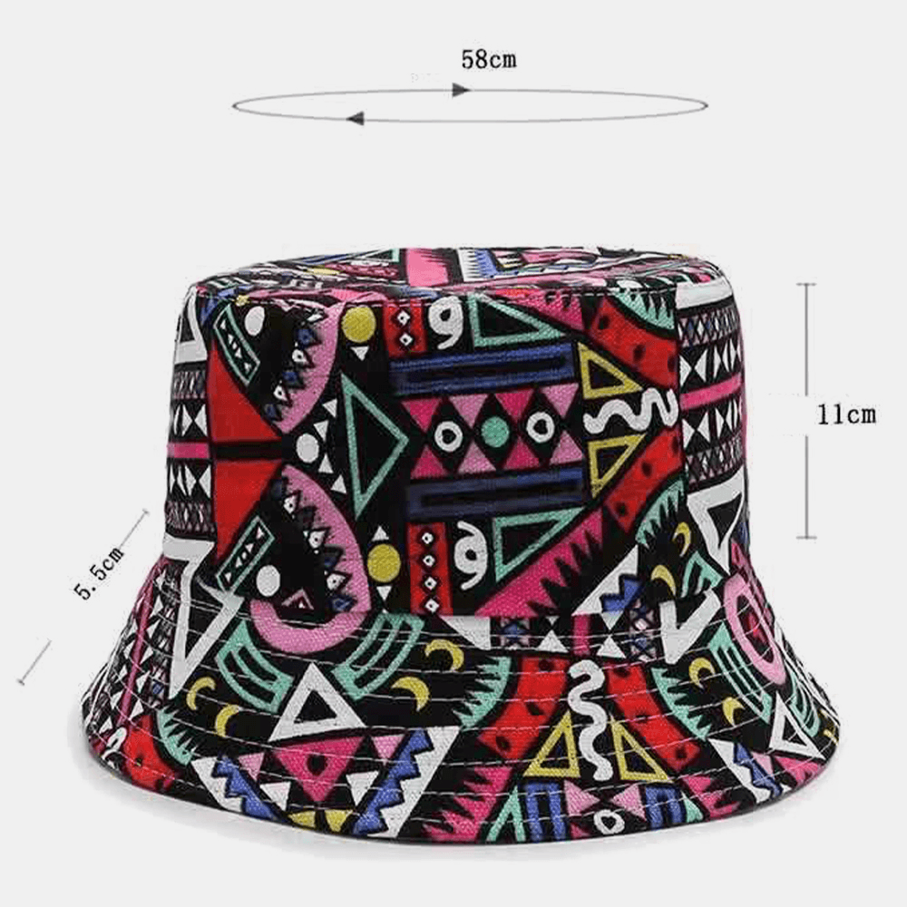 Unisex Canvas Colored Cartoons Character Pattern Casual Sunshade Bucket Hat - MRSLM