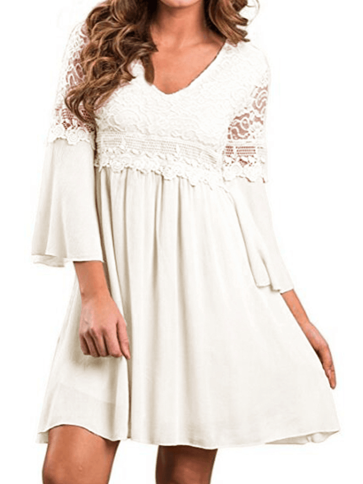 Lace Leisure Style Summer Holiday Loose Mini Dress - MRSLM