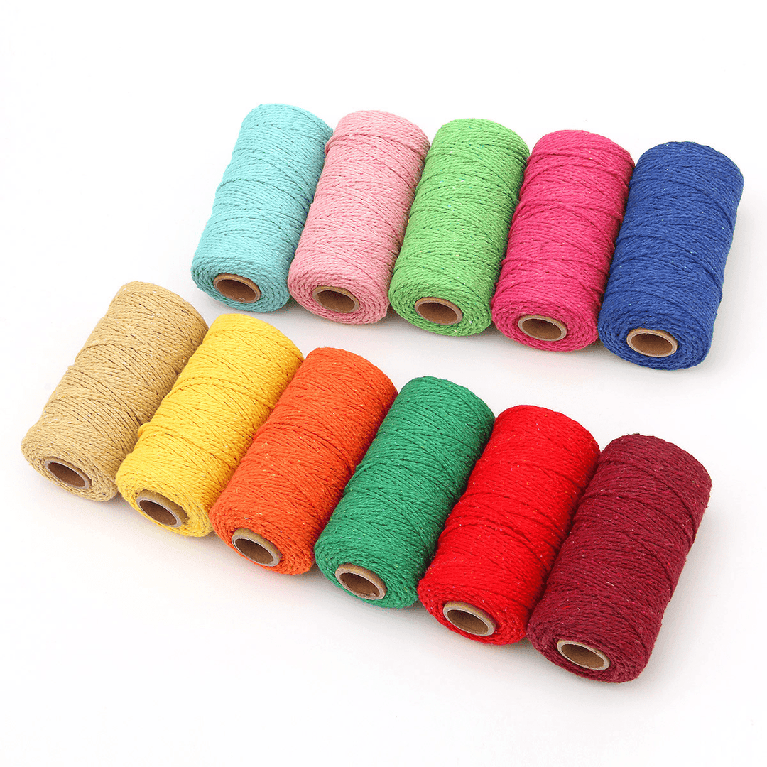 2Mmx100M Multi-Color Cotton Twist Rope DIY Materials Macrame Rustic Rope Hand Craft Rope Brush - MRSLM