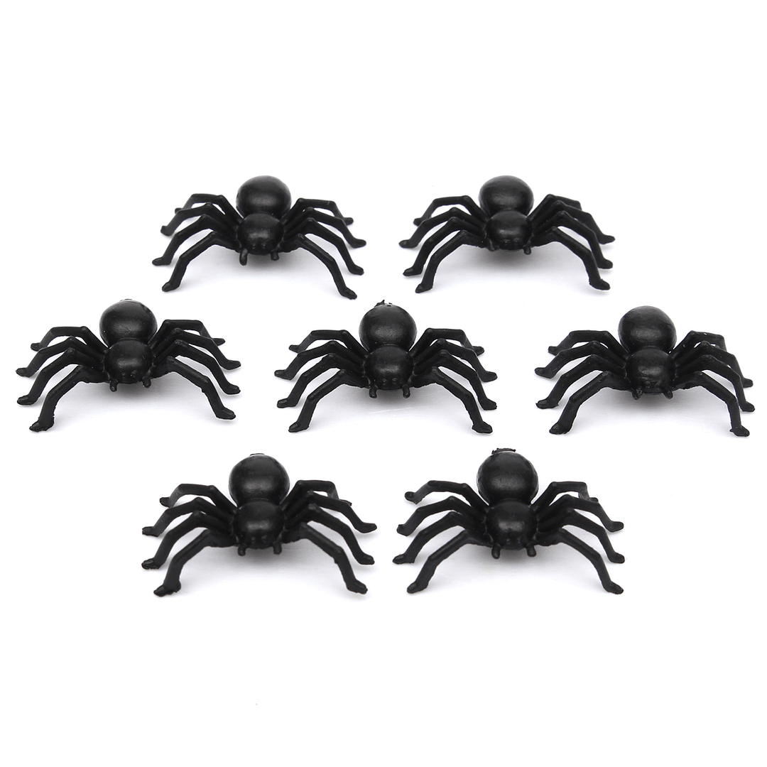 50Pcs Halloween Plastic Spiders Spider Funny Joking Toy Decoration - MRSLM