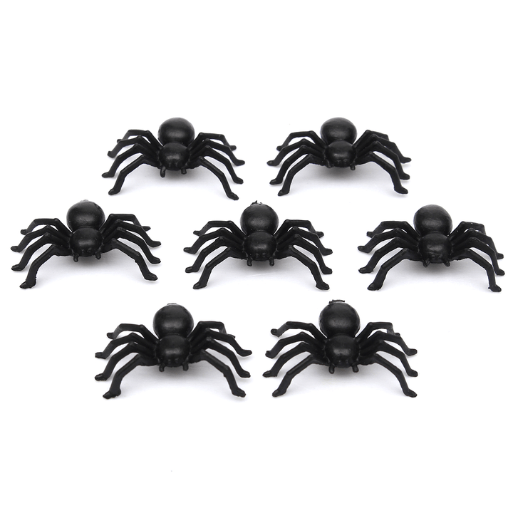 50Pcs Halloween Plastic Spiders Spider Funny Joking Toy Decoration - MRSLM