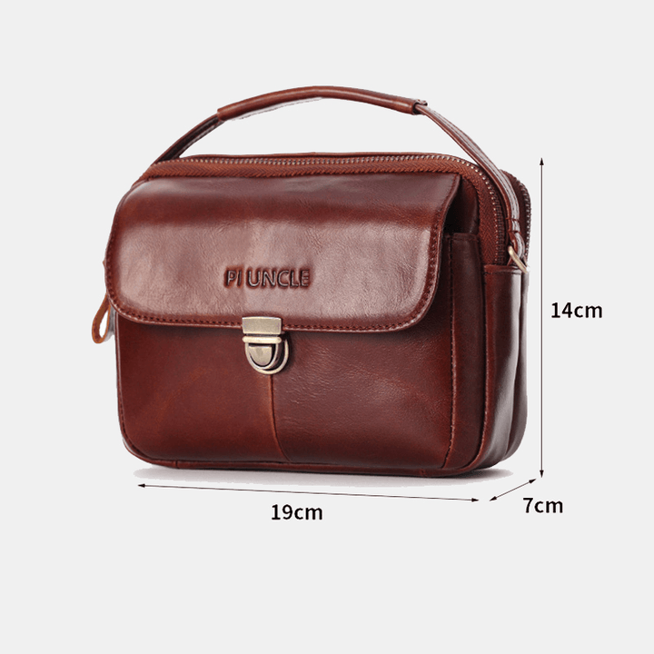 Men Genuine Leather Small Crossbody Bag Handbag - MRSLM