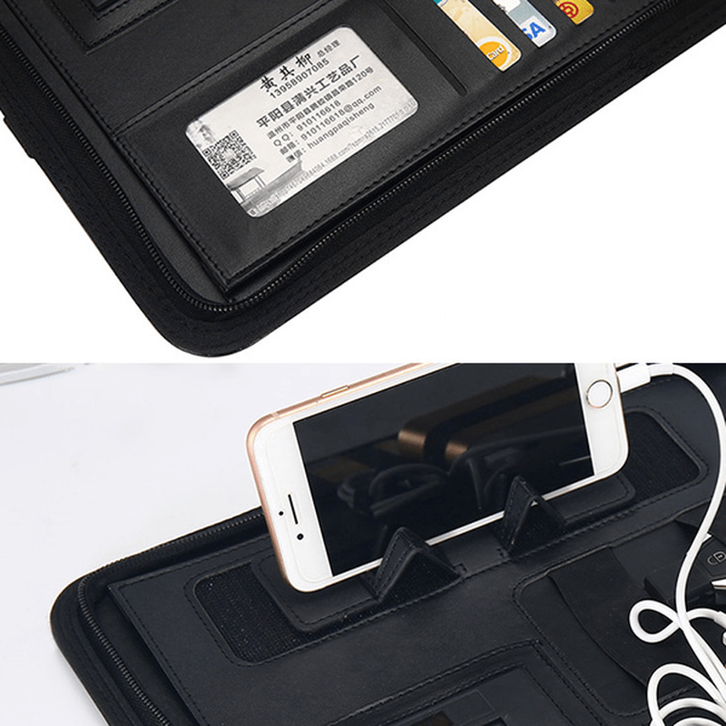 Men Multi-Function Folder Zipper Briefcase - MRSLM