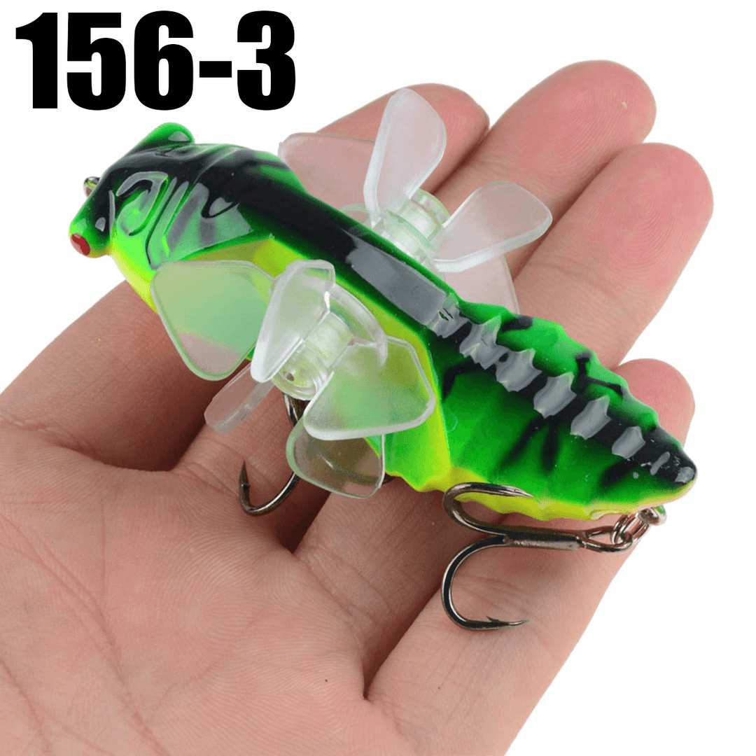 ZANLURE 1PSC 7.5Cm Artificial Bait Fishing Lure Insect Rotating Wings Swimbait Fishing Hook - MRSLM