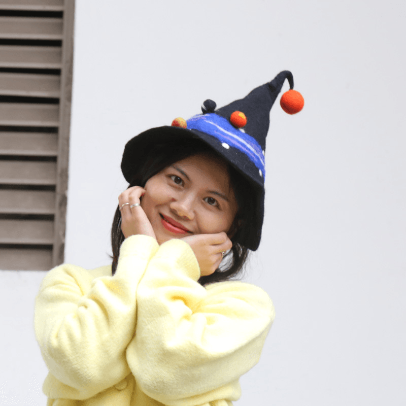 Halloween Harajuku Style Funny Street Spire Black Starry Hat Blue - MRSLM