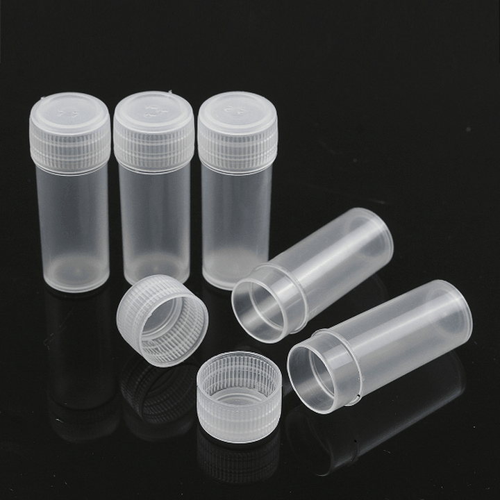 50PCS 5Ml Plastic Sample Small Bottle Vial Storage Container Test Tube for Lab - MRSLM