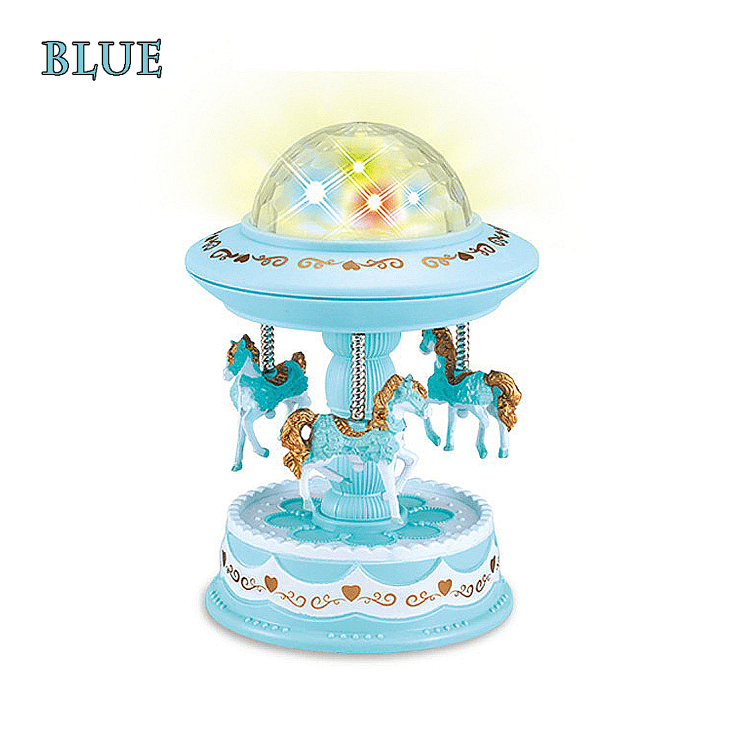 Carousel Music Box Starry Light 3-Horse Automatic Lifting Rotating Girls Gift - MRSLM