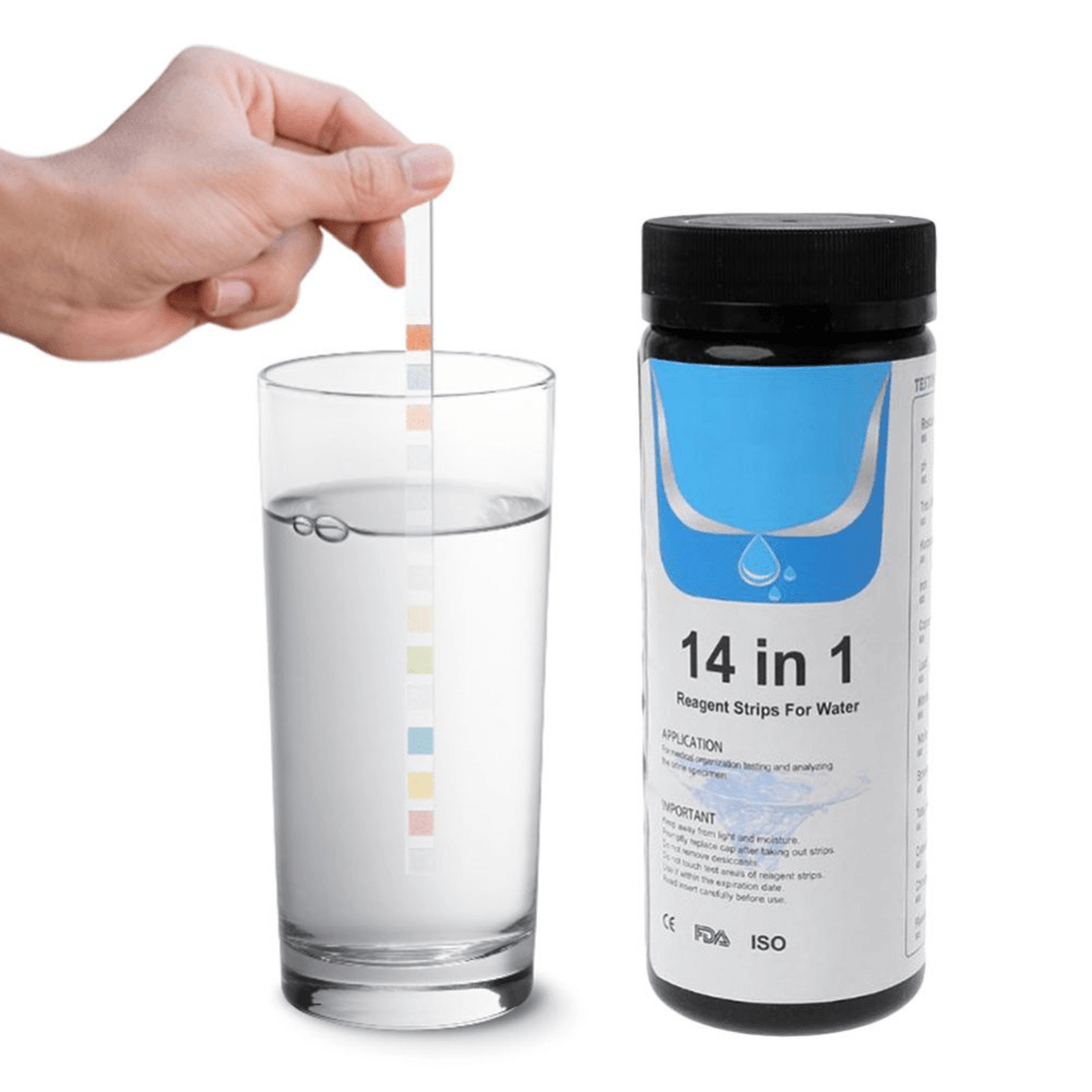 100PCS Upgrade 14-In-1 Drinking Water Test Strip Tap Water Quality Test Strip for Testing Hardness PH Bromine Nitrate Water Quality Tester - MRSLM