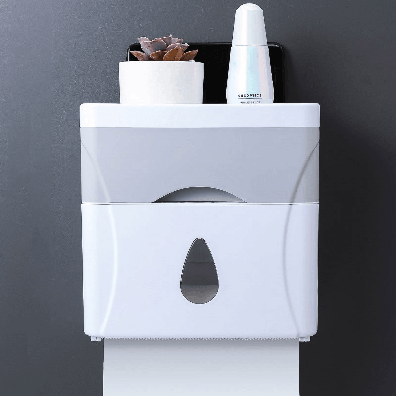 Wall Mounted Press Open Waterproof Double-Deck Paper Rolled Toilet Tissue Box - MRSLM