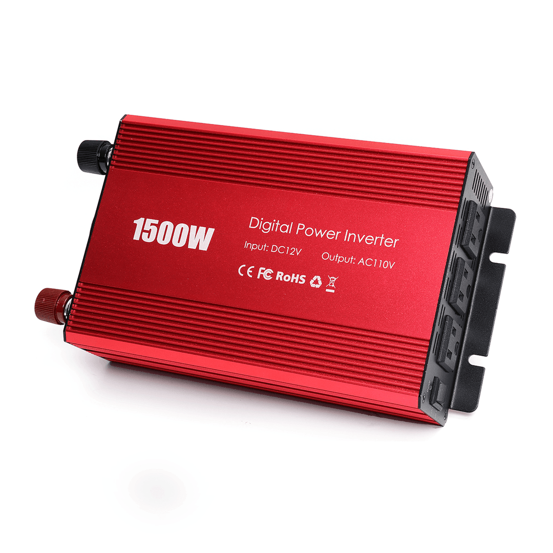 Portable 1500W Car Power Inverter DC 12V to AC 110V Modified Sine Wave Converter - MRSLM