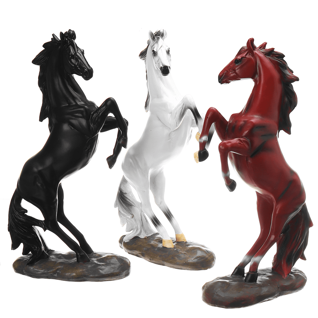 Resin Horse Statue Ornament Figurine Chic Home Hotel Feng Shui Horse Decorations - MRSLM