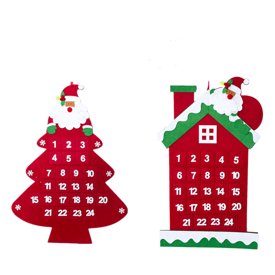 Christmas Tree Advent Calendar Felt Fabric Holiday Countdown Christmas Display Decor - MRSLM