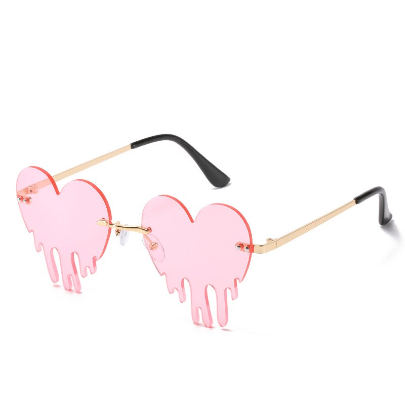 Women'S Personality Rimless Love Tears Sunglasses - MRSLM