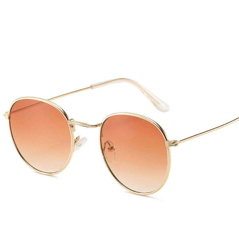 Retro Oval Small Frame Personality Sunglasses Men and Women Vacation Beach Metal Glasses - MRSLM