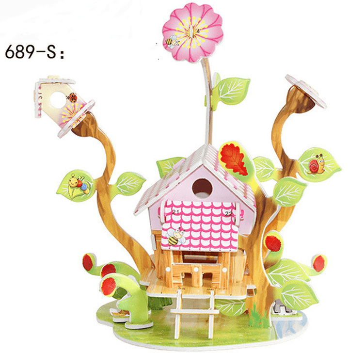 Children'S 3D Three Dimensional Puzzle Paper Educational Toys Diy Building Hut - MRSLM