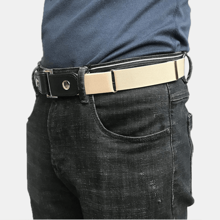 Men PU Leather Adjustable Slim Elastic Invisible Dual-Usage Wild Jeans Belt - MRSLM