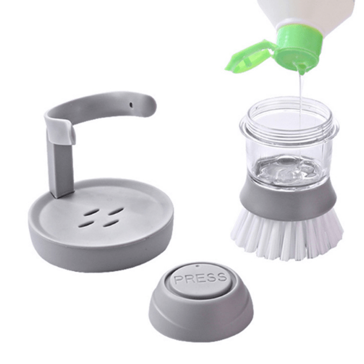 Ipree® Automatic Dishwashing Liquid Adding Brush Pot Pan BBQ Cleaning Tool Camping Picnic - MRSLM