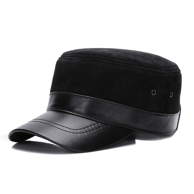 Men Winter Warm Military Flat Top Cap Casual Outdoor Sun Visor Baseball Hat - MRSLM