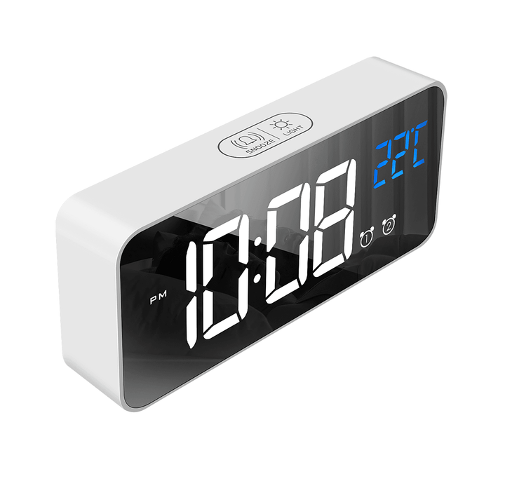 LED Music Alarm Clock Digital Snooze Function Temperature Display Table Home Mirror Decoration Clock - MRSLM