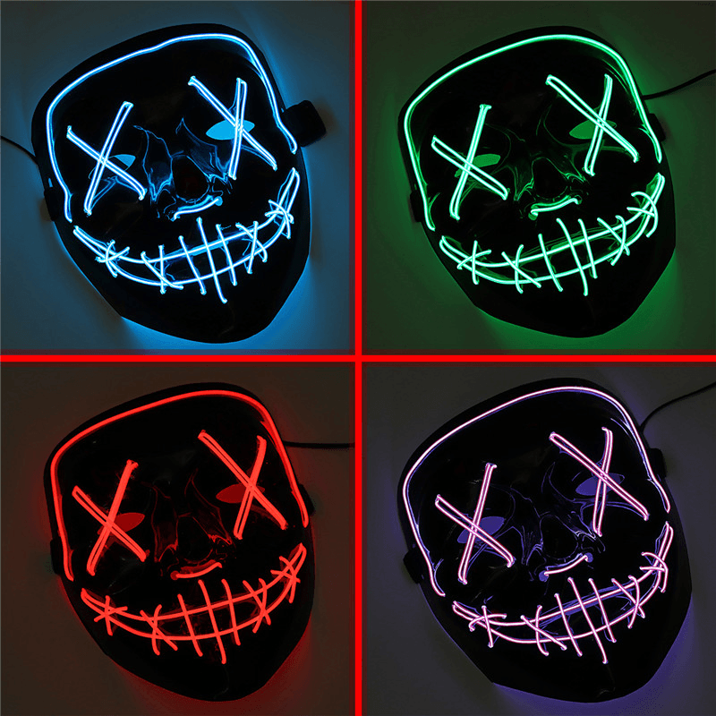 Halloween 4-Modes LED Light El Wire Mask up Funny Mask the Purge Election Year Great Cosplay Mask - MRSLM