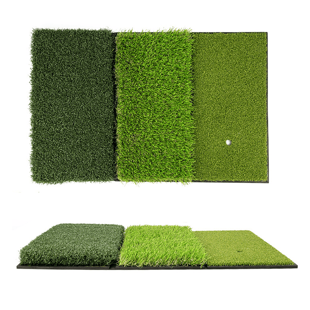 64*41CM 3-In-1 Golf Hitting Mat Multi-Function Tri-Turf Golf Practice Training for Chipping Practice Indoor/Outdoor Golf Training Tools - MRSLM