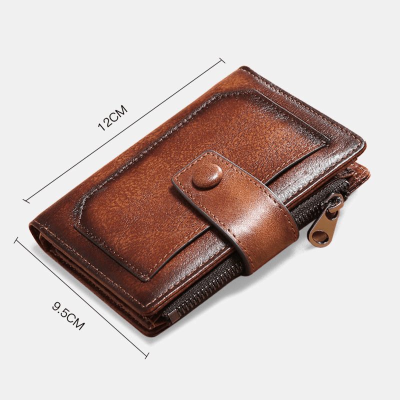 Men Genuine Leather RFID Anti-Theft Multifunction Large Capacity Foldable Card Holder Wallet - MRSLM